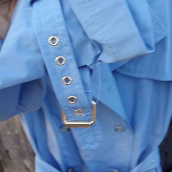 Lauren Ralph Lauren Fatyela Light Blue Polyester Trench Coat 14 - Picture 7 of 9